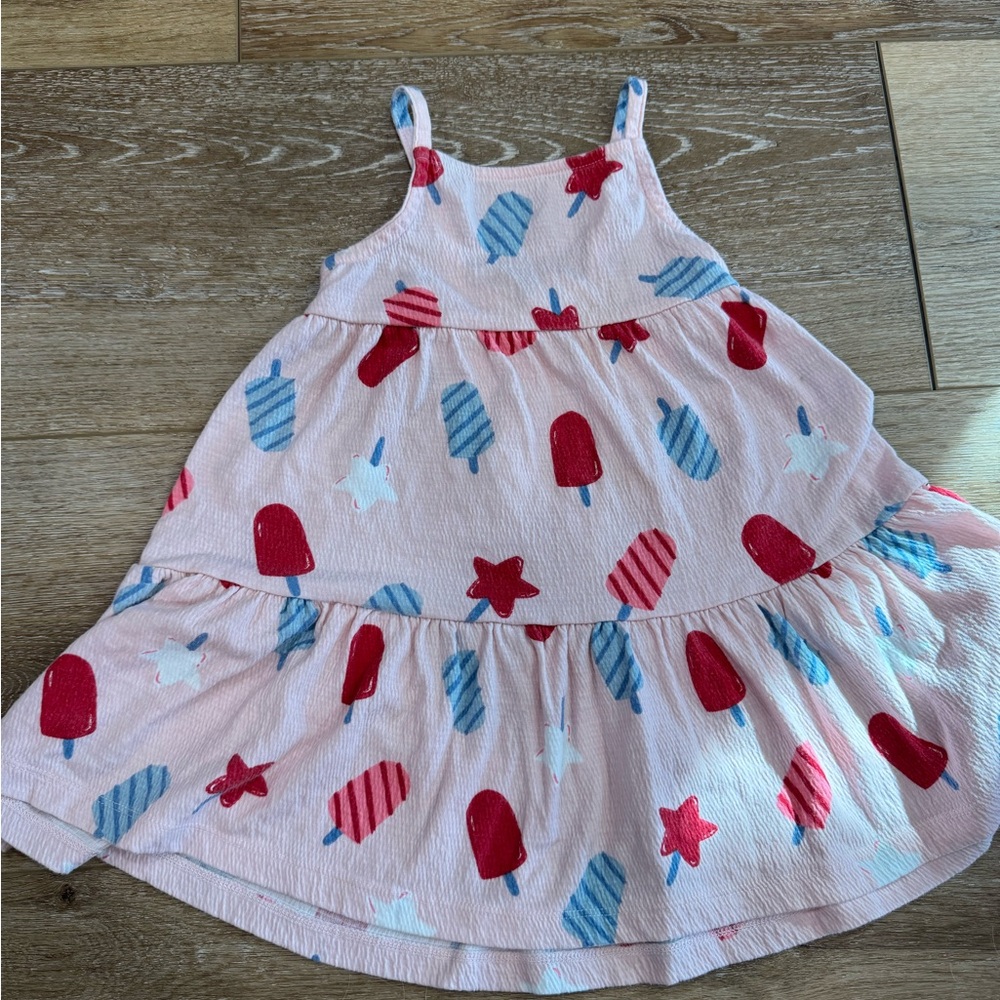 Pink Dress with Popsicle and Star Print and Red Plaid Dress - Toddler